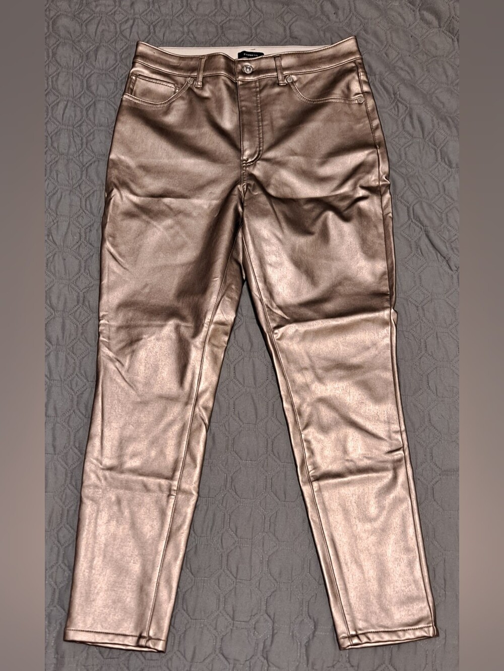Express Gold Polyester Pants Skinny High Rise 10R